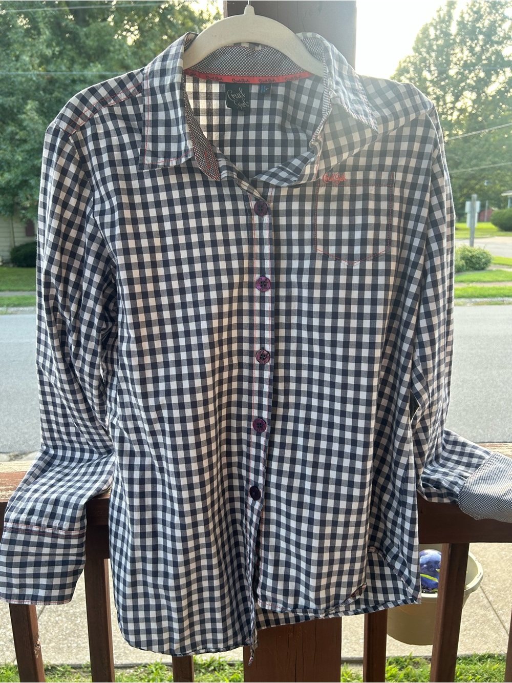 Cruel Girl Womens Black and White Gingham Button-Down Shirt